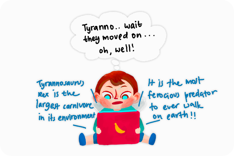 Illustration showing how shows and apps move too quickly, preventing children from processing and repeating new words and concepts